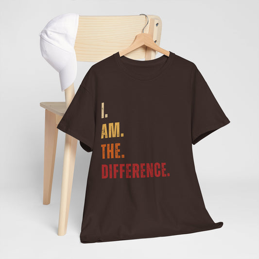 I Am The Difference Empowerment Unisex Heavy Cotton Tee, Motivational Shirt, Inspirational Apparel, Gift for All Occasions