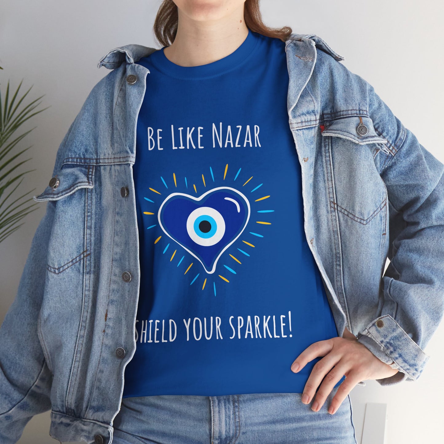 Be Like Nazar Shield Your Sparkle Unisex Heavy Cotton Tee - Shield Your Sparkle Shirt, Protection Tee, Casual Gift, Spiritual Wear