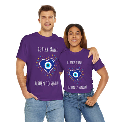 'Be Like Nazar, Return to Sender!' Eye of Protection Tee, Spiritual Gift, Unisex Cotton T-Shirt, Casual Wear, Boho Fashion