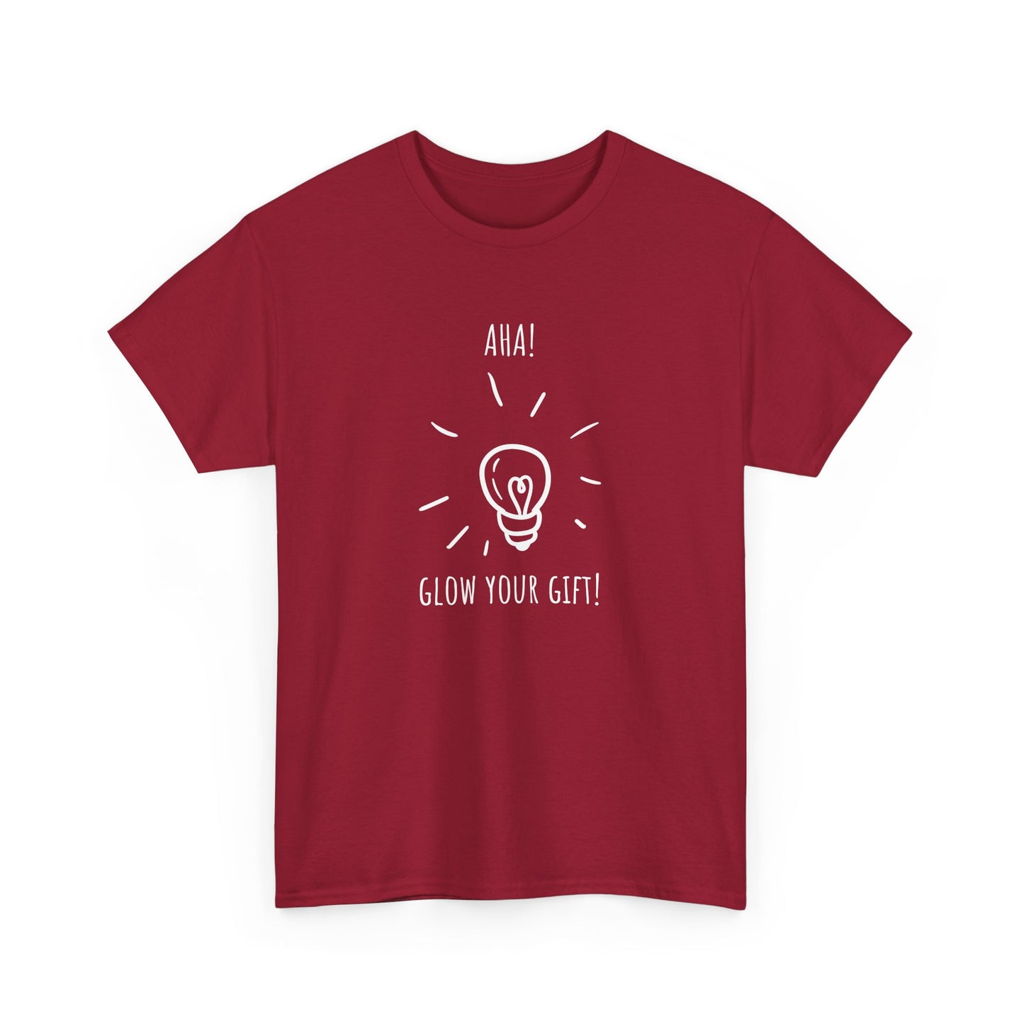 'Aha! Glow Your Gift!' Unisex Heavy Cotton Tee - Fun Graphic Shirt, Gift for Friends, Lightbulb Design, Custom Casual Wear