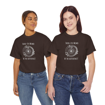 'Third Eye Memo - Be The Difference!' Mystical Eye Unisex Heavy Cotton Tee, Spiritual Shirt, Visionary Gift, Yoga Apparel T-Shirt