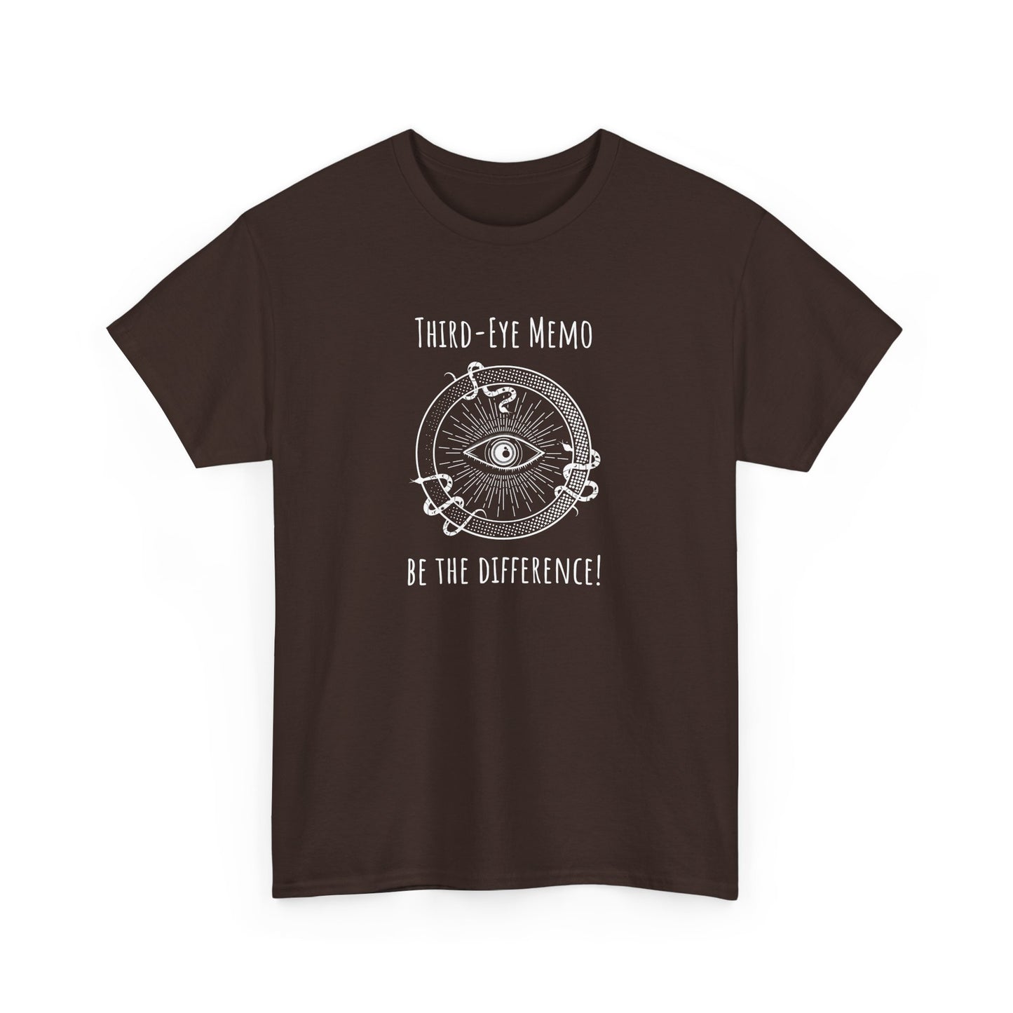 'Third Eye Memo - Be The Difference!' Mystical Eye Unisex Heavy Cotton Tee, Spiritual Shirt, Visionary Gift, Yoga Apparel T-Shirt
