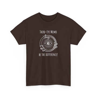 'Third Eye Memo - Be The Difference!' Mystical Eye Unisex Heavy Cotton Tee, Spiritual Shirt, Visionary Gift, Yoga Apparel T-Shirt