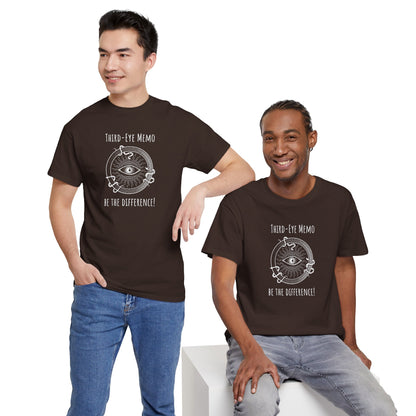 'Third Eye Memo - Be The Difference!' Mystical Eye Unisex Heavy Cotton Tee, Spiritual Shirt, Visionary Gift, Yoga Apparel T-Shirt