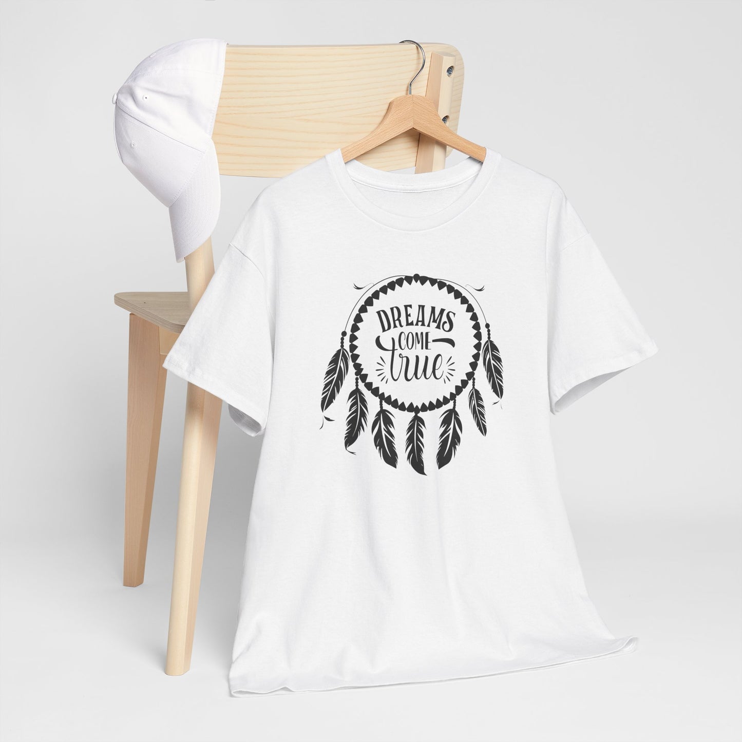 Dreams Come True Dream Catcher Unisex Heavy Cotton T-Shirt, Inspirational Gift, Boho Shirt, Casual Wear, Graphic Tee