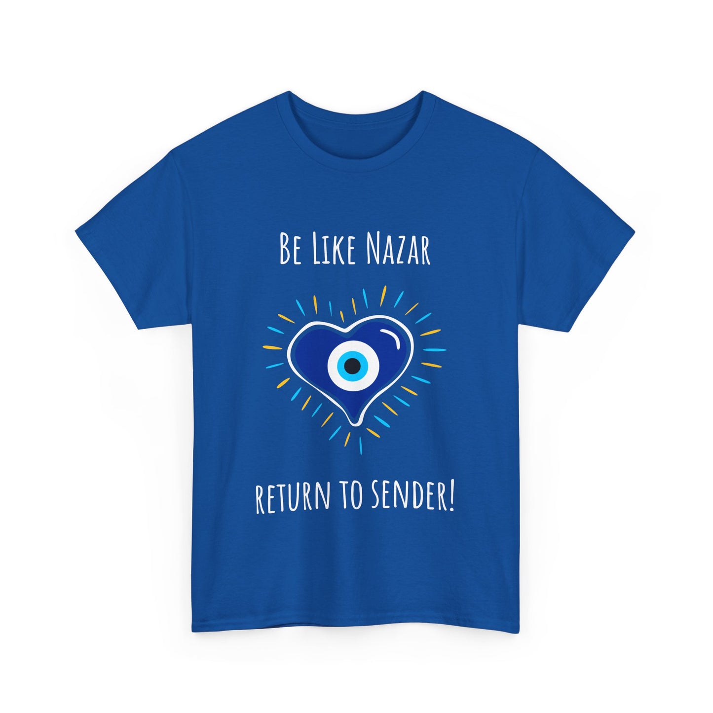 'Be Like Nazar, Return to Sender!' Eye of Protection Tee, Spiritual Gift, Unisex Cotton T-Shirt, Casual Wear, Boho Fashion