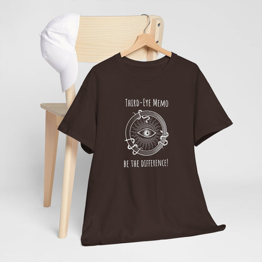 'Third Eye Memo - Be The Difference!' Mystical Eye Unisex Heavy Cotton Tee, Spiritual Shirt, Visionary Gift, Yoga Apparel T-Shirt