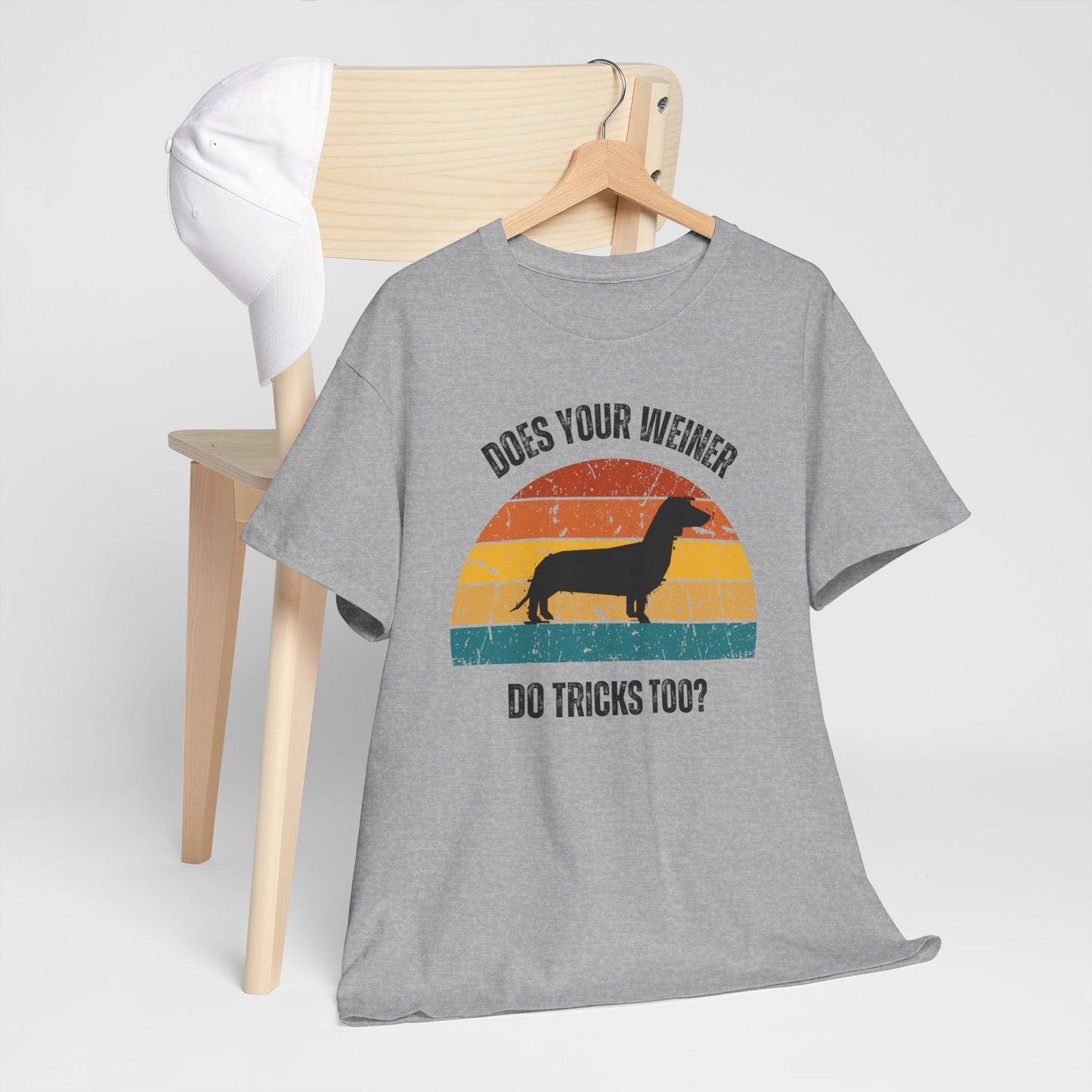 "Does Your Weiner Do Tricks Too?" Dachshund  Funny Dog Lover Tee, Unisex Cotton Shirt, Pet Owner Gift, Humorous Dog T-Shirt