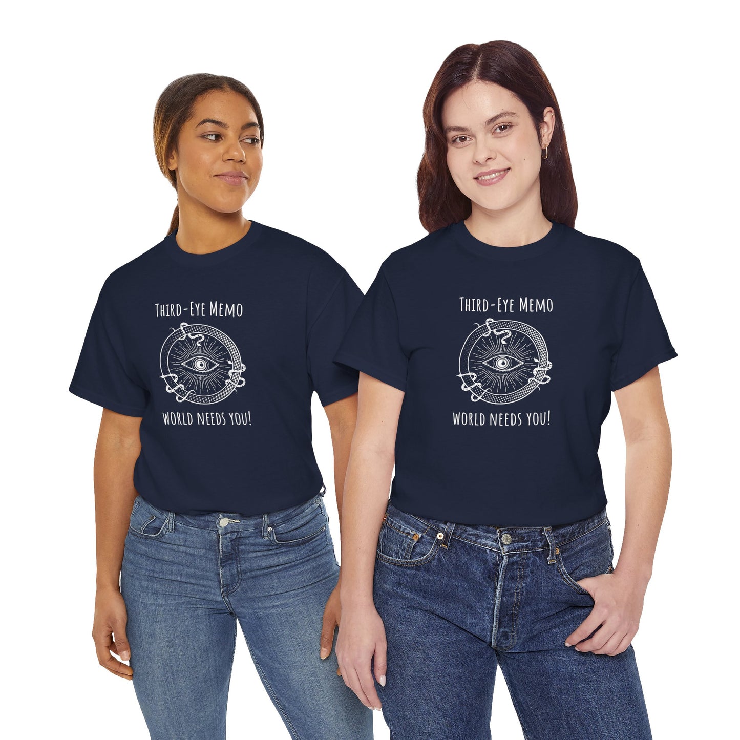 'Third Eye Memo - World Needs You' Mystical Third Eye Tee, Spiritual T-Shirt, Unisex Heavy Cotton Shirt, Boho Top