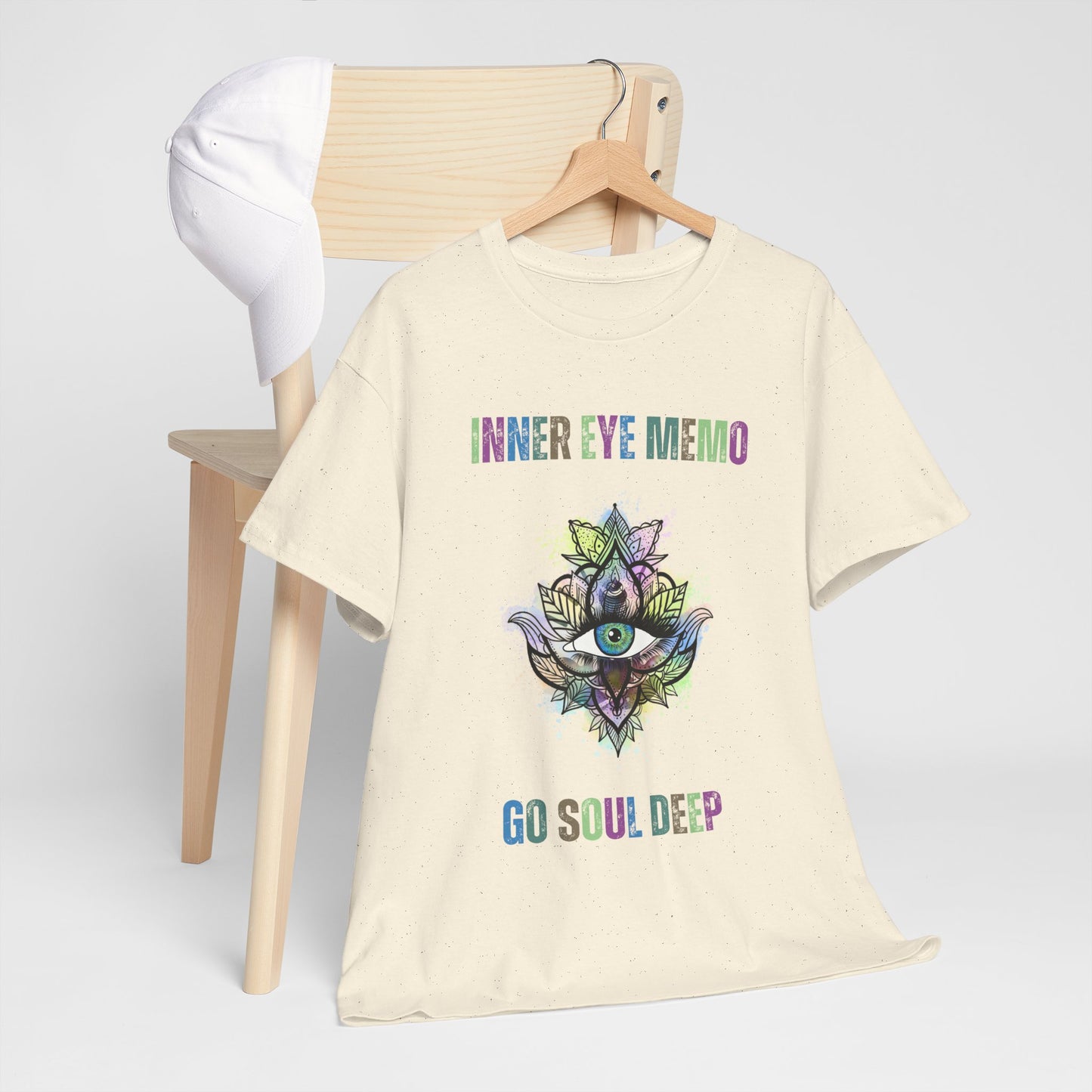 Inner Eye Memo Go Soul Deep Meditation Tee, Unisex Cotton Shirt, Mindfulness Gift, Spiritual T-Shirt, Yoga Apparel