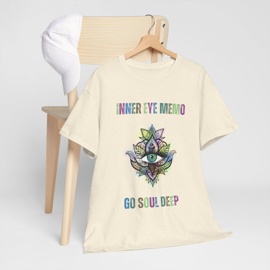 Inner Eye Memo Go Soul Deep Meditation Tee, Unisex Cotton Shirt, Mindfulness Gift, Spiritual T-Shirt, Yoga Apparel