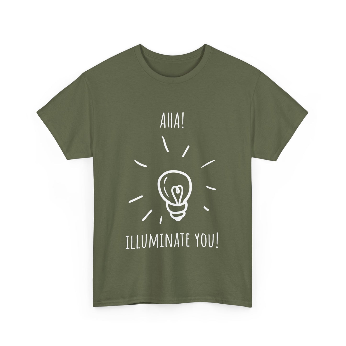 'Aha! Illuminate You' Unisex Heavy Cotton Tee | Funny Graphic Tee for Bright Ideas, Gift for Friends, Creative Shirt