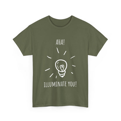 'Aha! Illuminate You' Unisex Heavy Cotton Tee | Funny Graphic Tee for Bright Ideas, Gift for Friends, Creative Shirt