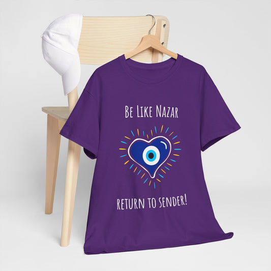 'Be Like Nazar, Return to Sender!' Eye of Protection Tee, Spiritual Gift, Unisex Cotton T-Shirt, Casual Wear, Boho Fashion
