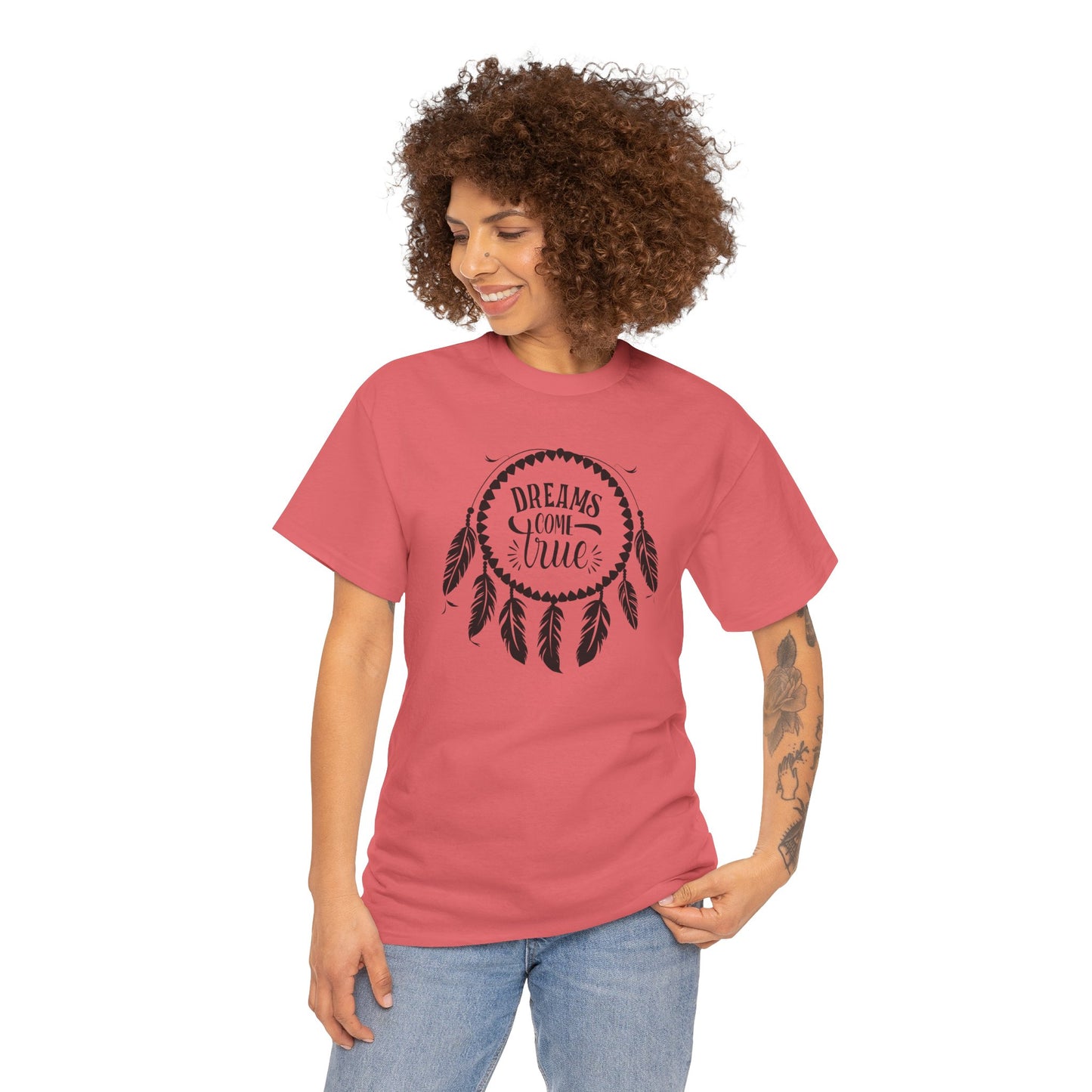 Dreams Come True Dream Catcher Unisex Heavy Cotton T-Shirt, Inspirational Gift, Boho Shirt, Casual Wear, Graphic Tee