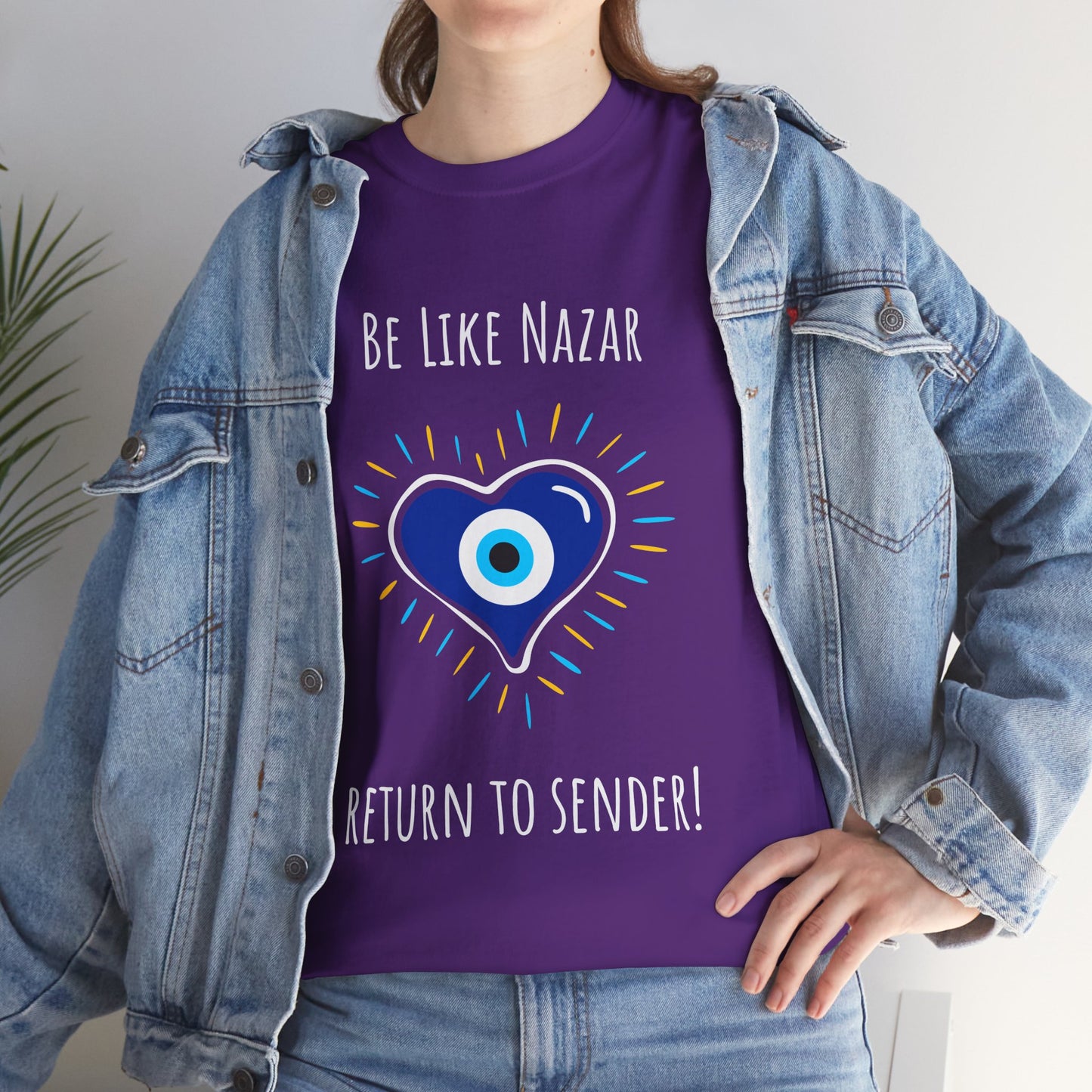 'Be Like Nazar, Return to Sender!' Eye of Protection Tee, Spiritual Gift, Unisex Cotton T-Shirt, Casual Wear, Boho Fashion