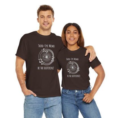 'Third Eye Memo - Be The Difference!' Mystical Eye Unisex Heavy Cotton Tee, Spiritual Shirt, Visionary Gift, Yoga Apparel T-Shirt