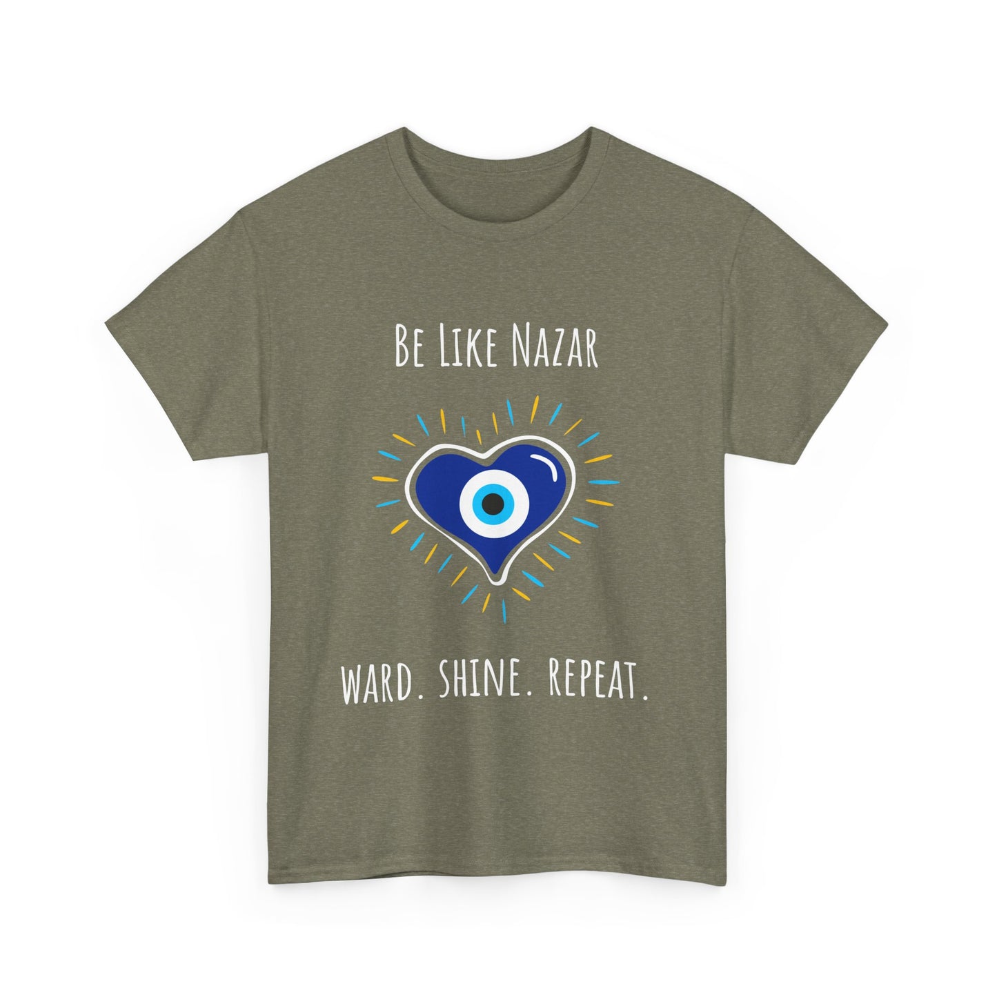Be Like Nazar Ward Shine Repeat Unisex Heavy Cotton Tee, Evil Eye T-Shirt, Spiritual Gift, Casual Wear, Protection Tee, Unique Graphic Shirt