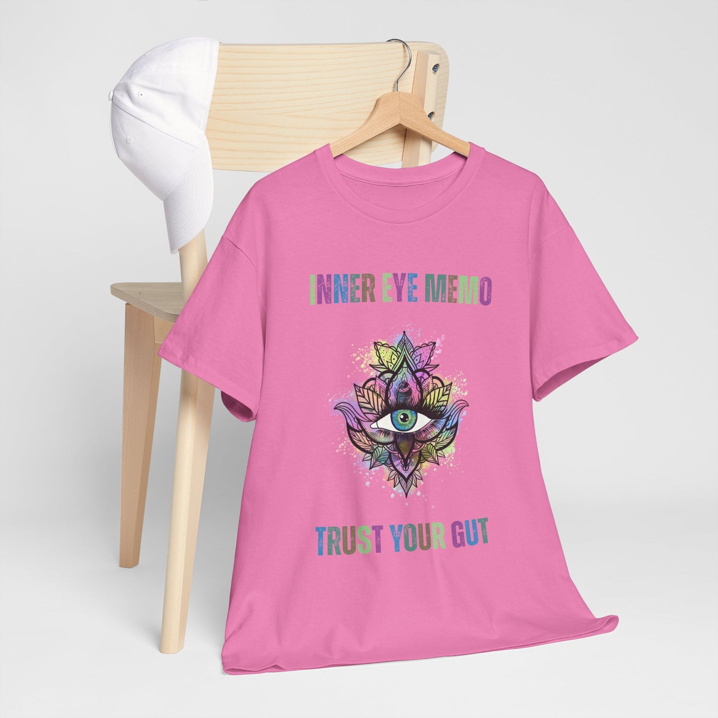 Inner Eye Memo Trust Your Gut Unisex Heavy Cotton T-Shirt, Spiritual Vibe Tee, Yoga Gift, Meditation Attire, Mindfulness Top