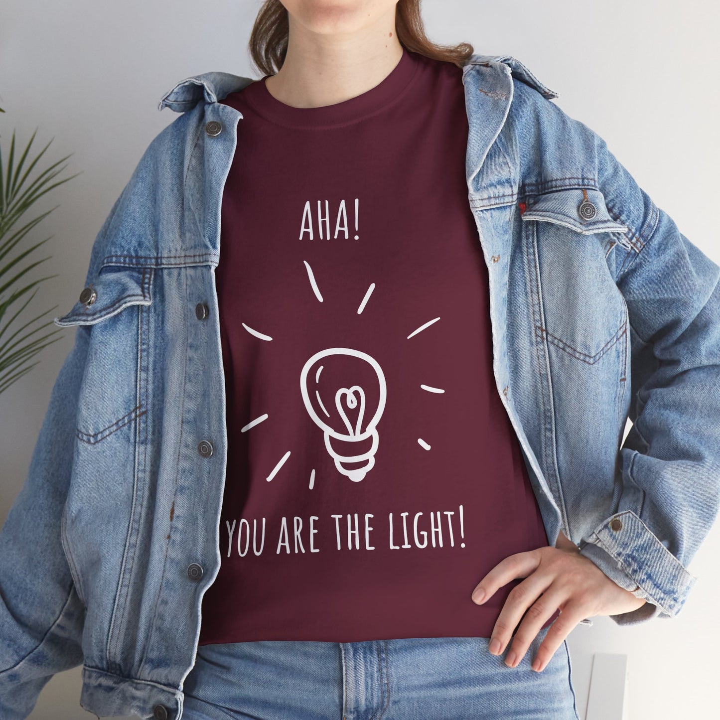 "AHA! You Are The Light!" Inspirational Lightbulb Tee, Motivational T-Shirt, Positive Vibes Shirt, Gift for Friends, Aha Moment Apparel