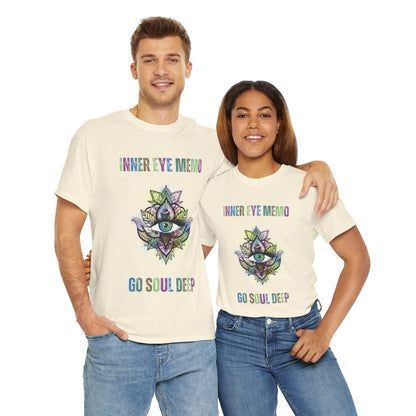 Inner Eye Memo Go Soul Deep Meditation Tee, Unisex Cotton Shirt, Mindfulness Gift, Spiritual T-Shirt, Yoga Apparel