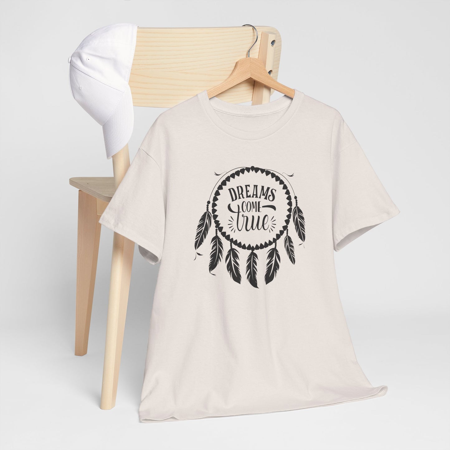 Dreams Come True Dream Catcher Unisex Heavy Cotton T-Shirt, Inspirational Gift, Boho Shirt, Casual Wear, Graphic Tee