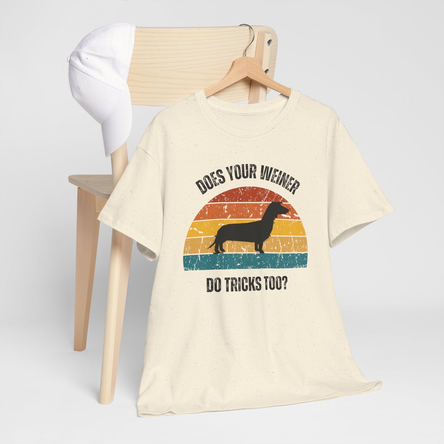 "Does Your Weiner Do Tricks Too?" Dachshund  Funny Dog Lover Tee, Unisex Cotton Shirt, Pet Owner Gift, Humorous Dog T-Shirt