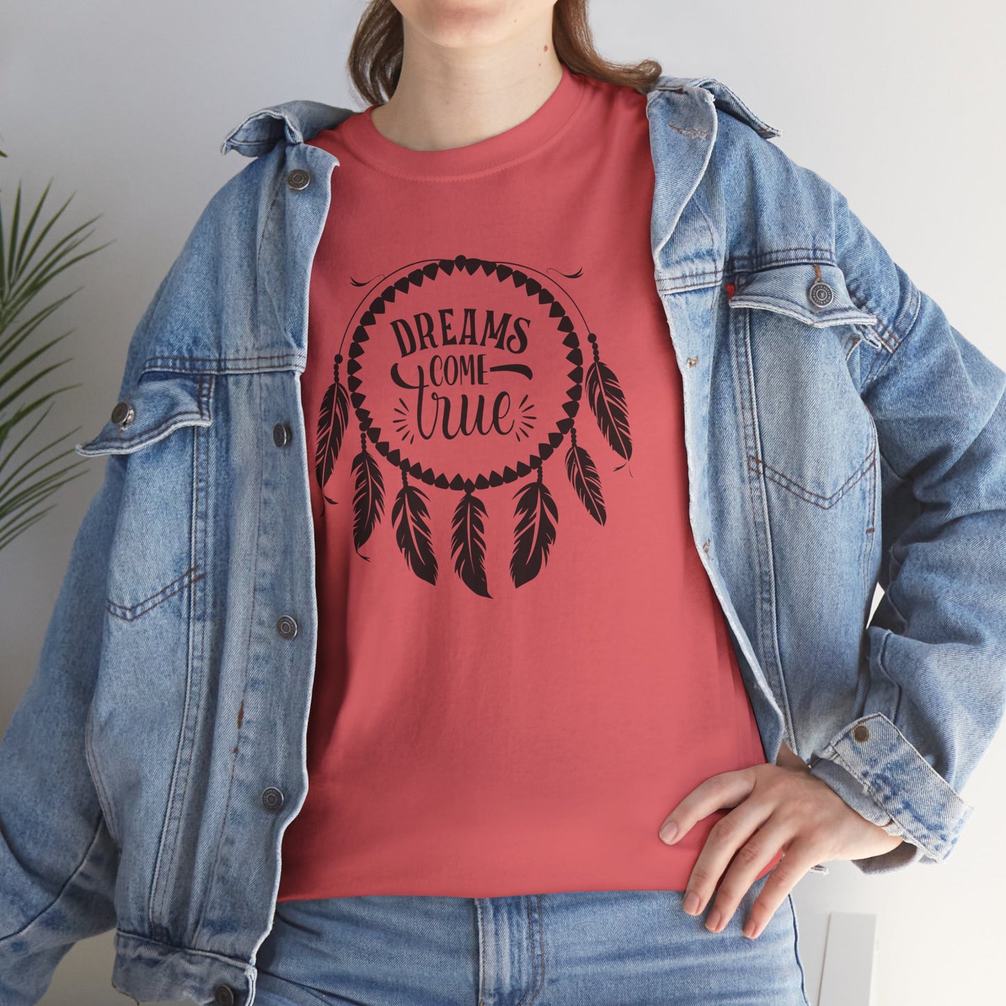Dreams Come True Dream Catcher Unisex Heavy Cotton T-Shirt, Inspirational Gift, Boho Shirt, Casual Wear, Graphic Tee