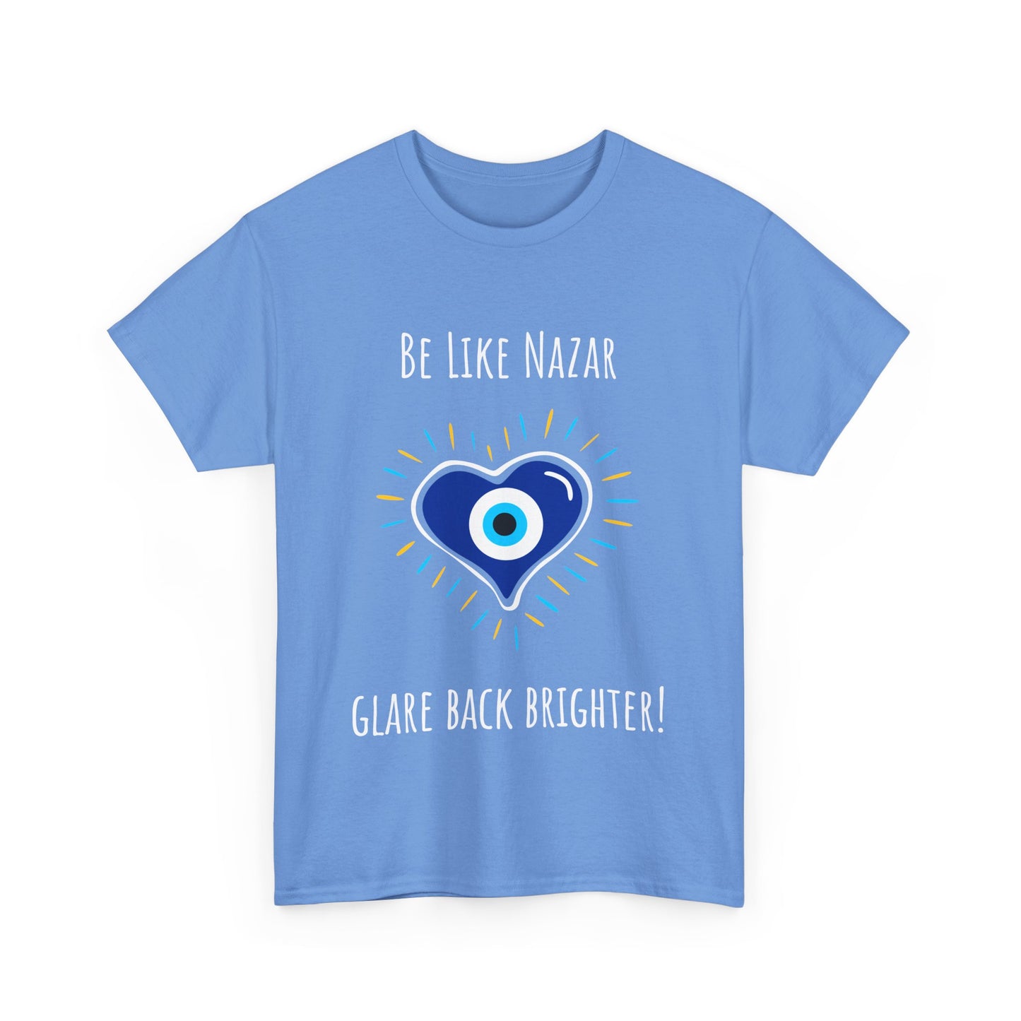 'Be Like Nazar Glare Back Brighter' Evil-Eye T-shirt, Eye-Catching Unisex Tee with Positive Vibes, Perfect for Gifts, Casual Wear and Festivals
