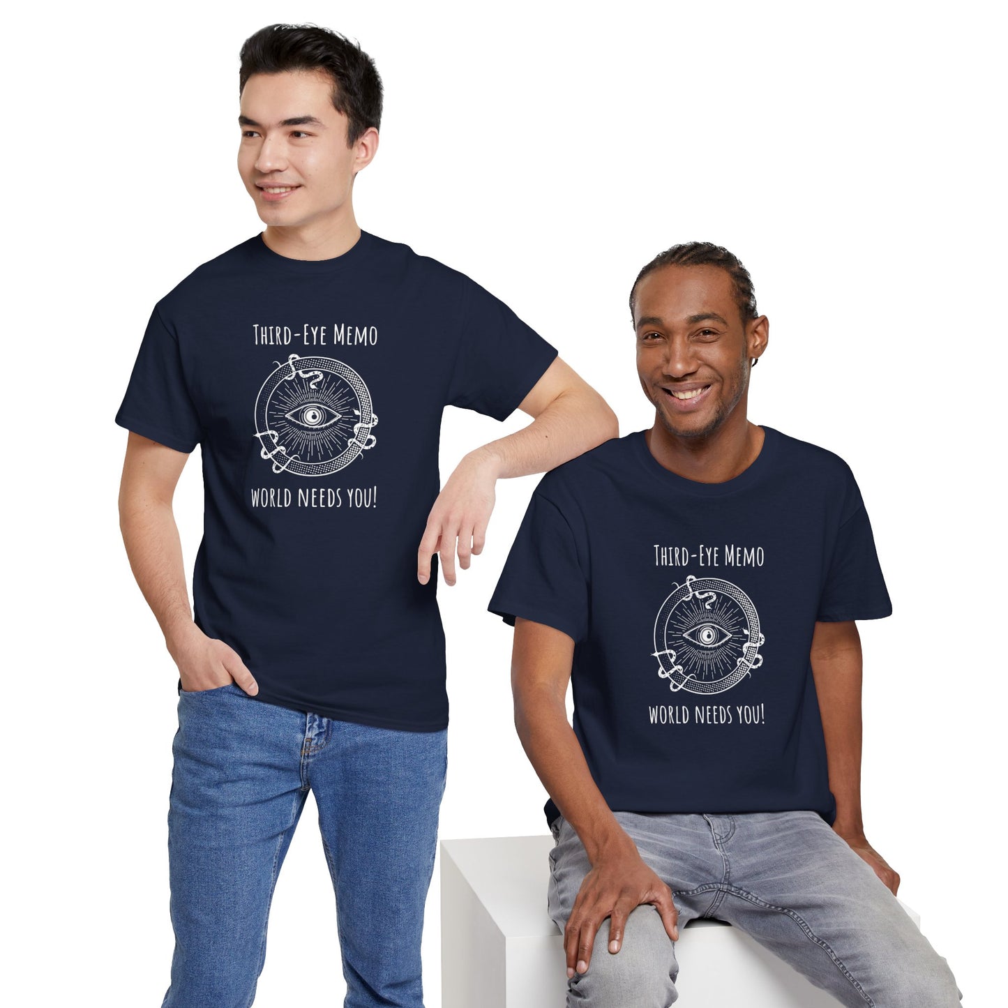 'Third Eye Memo - World Needs You' Mystical Third Eye Tee, Spiritual T-Shirt, Unisex Heavy Cotton Shirt, Boho Top