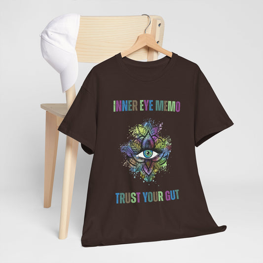 Inner Eye Memo Trust Your Gut Unisex Heavy Cotton T-Shirt, Spiritual Vibe Tee, Yoga Gift, Meditation Attire, Mindfulness Top